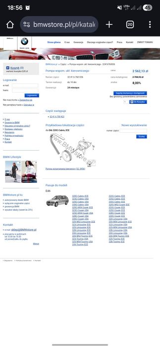 Pompa wspomagania 110bar BMW E46 M54 2.2i 2.5i 3.0i 330i 325i 320i