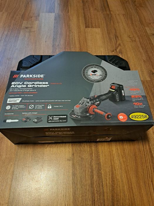 Szlifierka kątowa parkside performance F6 z aku I ładowarką