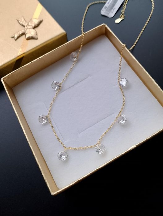 Celebrytka z cyrkoniami srebro 925 pozłacana