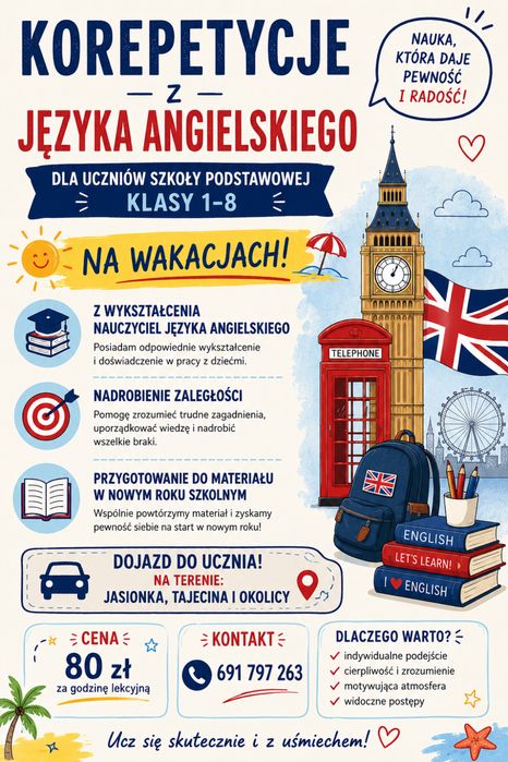 Korepetycje z jezyka angielskiego na wakacjach