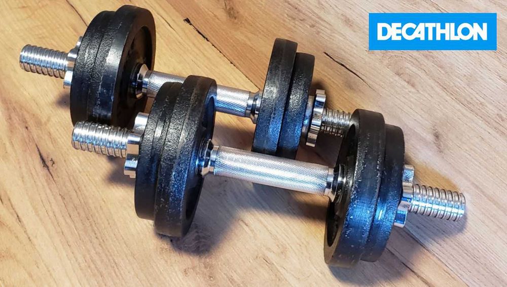 2 шт! Гантелі від Decathlon по 10 кг металеві 30 мм наборні бліни