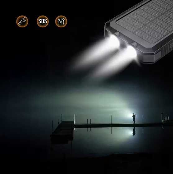 Powerbank 10 0000 mAh Solarny Wodoodporny - ładowarka, latarka, kompas