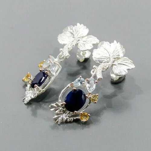 Kolczyki srebrne z naturalnym Szafirem!!!