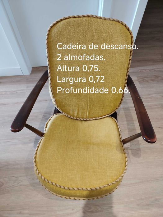 Cadeira de descanso com 2 almofadas.