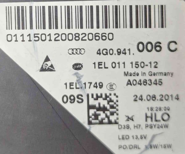 Ótica / Farol Direito 4G0941006C - AUDI A6 C7