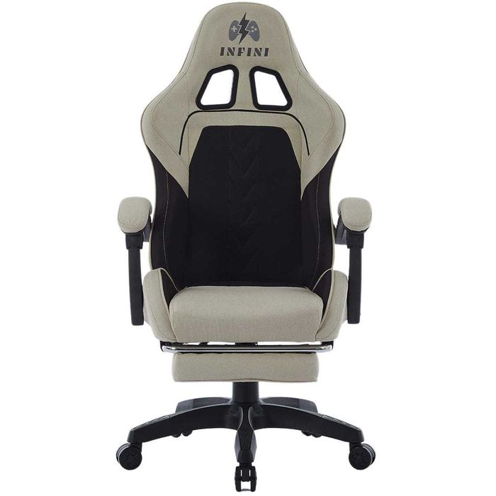 Fotel Gamingowy Infini ThrustX beige z tkaniny, podnóżek