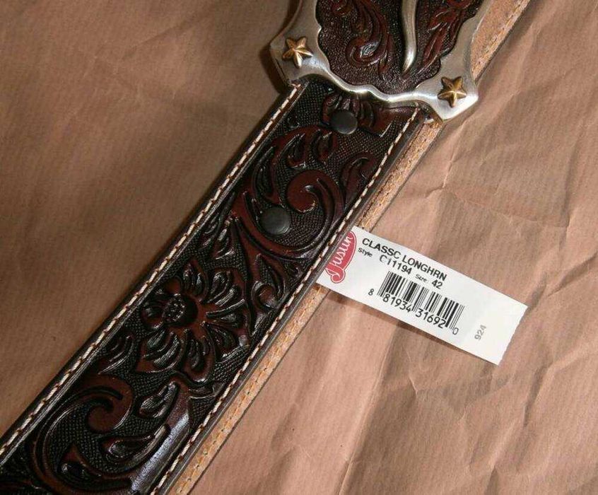 Новый премиум кожаный ремень пояс "JUSTIN" (Made in USA)
