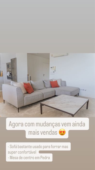 Mesa de centro em ferro e pedra