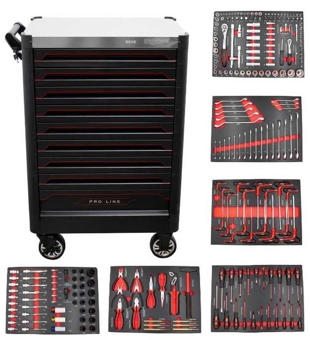 Carro Ferramentas  Proline 9 Gavetas c/ 236 pcs REF: 8636/ 86236