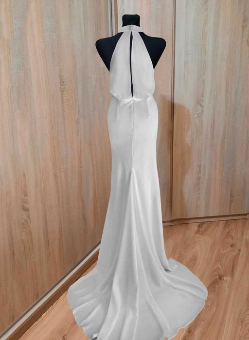 Satynowa maxi z trenem dekolt cowl asos