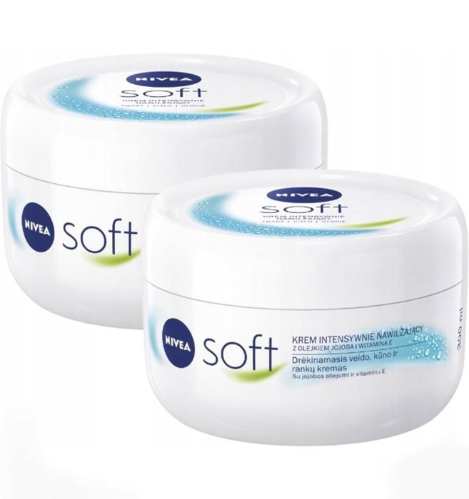 Nivea Soft krem wielozadaniowy do twarzy i ciała 300 ml. 2 szt.