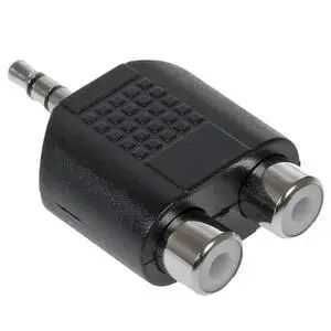 переходник аудио / видео штекер 3.5 мм стерео - 2 гнезда RCA "тюльпан"