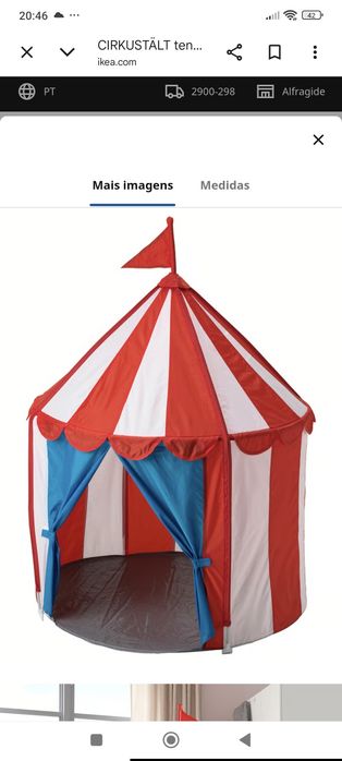 Tenda circo Ikea CIRKUSTÄLT
Tenda de brincar, verm azul/branco
22€