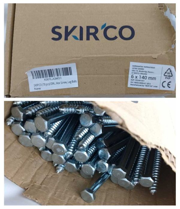 Skirco 70 parafusos Sextavados M6 X 140 mm