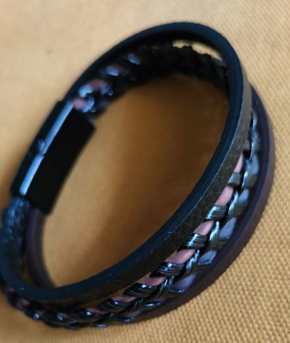 Męska bransoleta skórzana rzemień rzemyk 19 cm