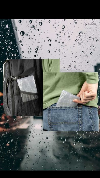 Płaszcz przeciwdeszczowy kieszonkowy peleryna (czerwony)