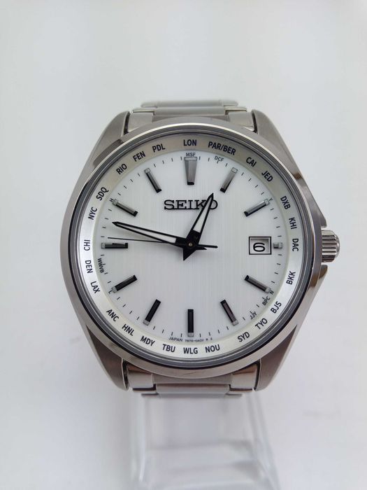 Японские часы Seiko Solar SBTM287 титан, радиоконтроль, сапфир, мировое время, Japan made
