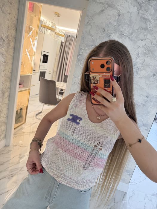 Вязаная майка люкс бренд с имитацией дырок