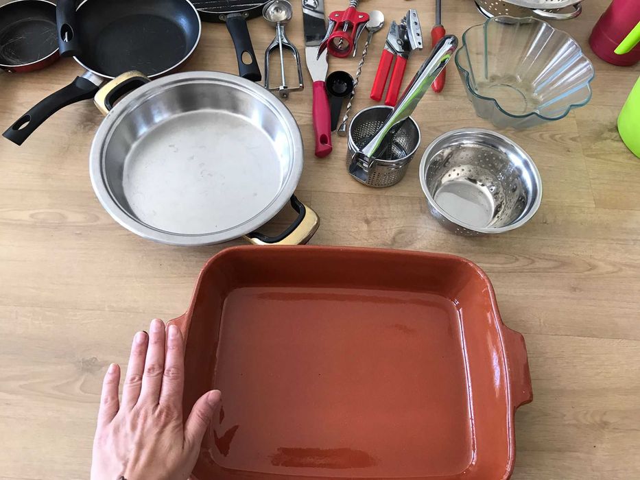 Conjunto Cozinha (frigideiras, formas de bolo, escorredores, mais)