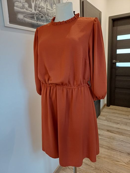 Ceglana sukienka długi rękaw New Look rozm 42/44.