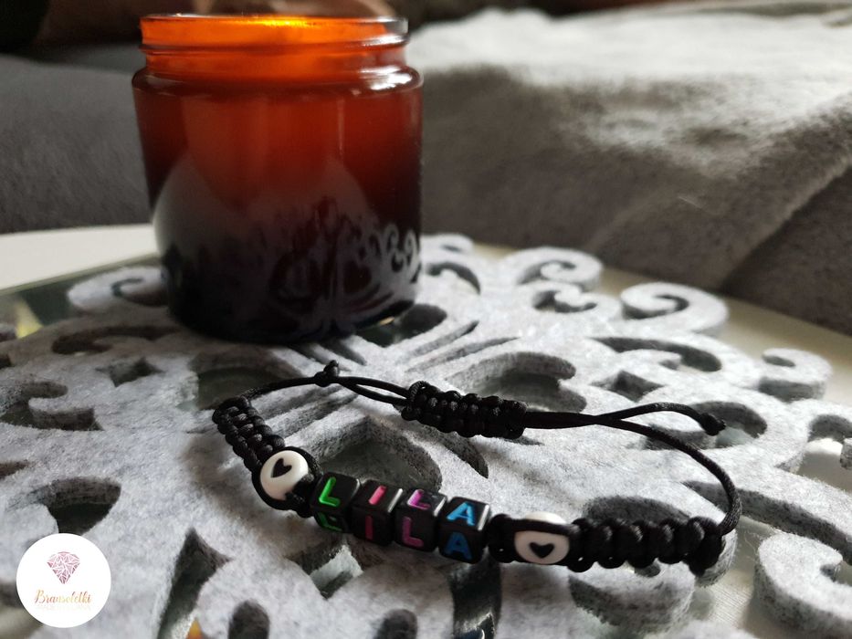 Bransoletka zaciągana z imieniem. Hand Made. Max 5 znaków.