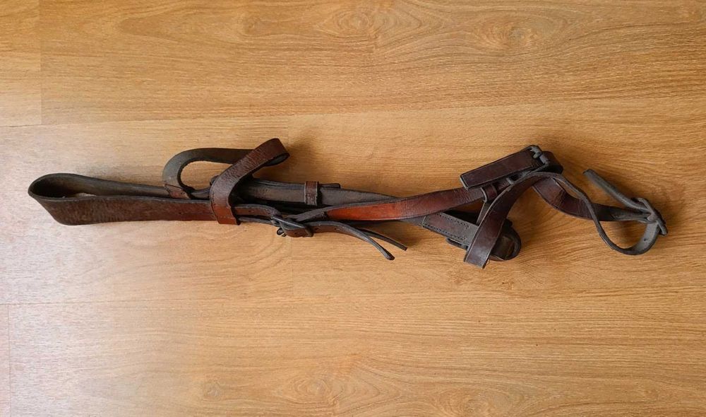 Cabeção couro genuíno século XX decoração equitação