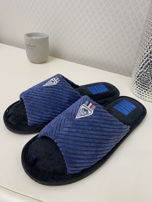 Чоловічі тапочки з відкритими пальцями Home Story,сині та сірі.