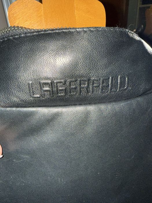 Брендовая  мужская теплая куртка Lagerfeld. Наьуральная кожа .