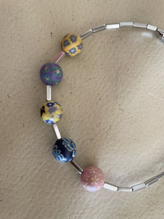 Pulseira Swatch aço inoxidável e contas coloridas