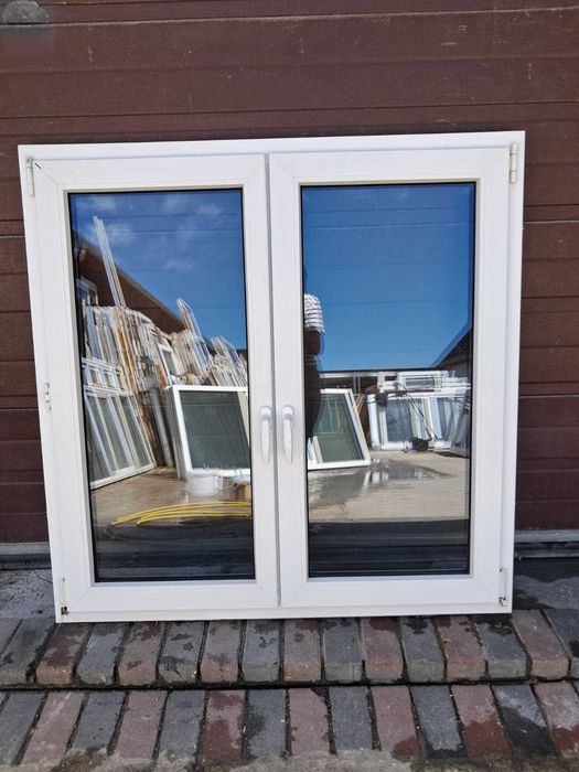 Okno dwuskrzydłowe 128x127 pcv plastikowe okna białe DOWÓZ CAŁY KRAJ