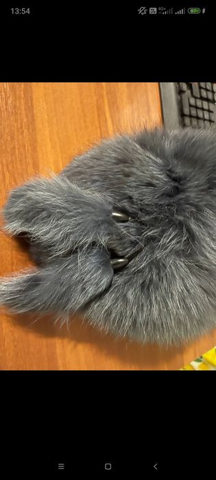 Шапка из песца,натуральный мех,темно синий!