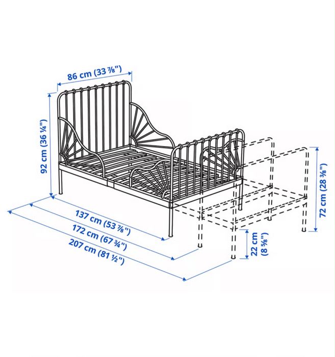 Cama solteiro dois tamanhos