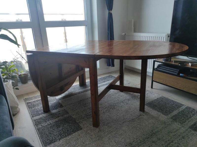 Drewniany stół rozkładany owalny dąb rustykalny jak Ikea