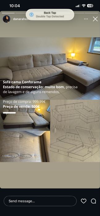 Sofá cama com 4 lugares, modular