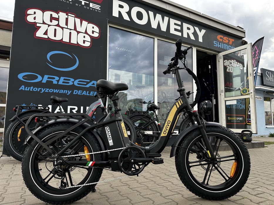 Skladany , Wygodny Rower elektryczny Ovivo C2 Pro Black+Gold - ACTIVE ZONE Bike World