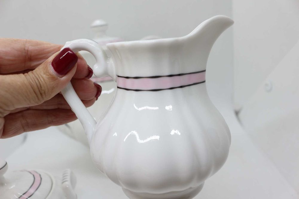 Parte de Serviço de Café 3 peças Risca Rosa Vista Alegre 1947
