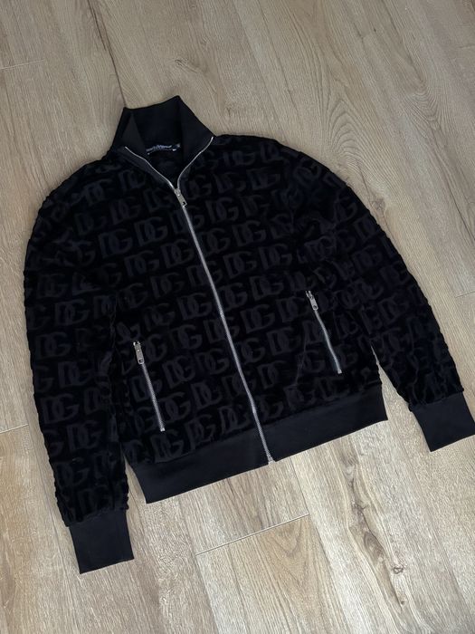 Dolce & Gabbana bluza jacquard logo welur archieve swag