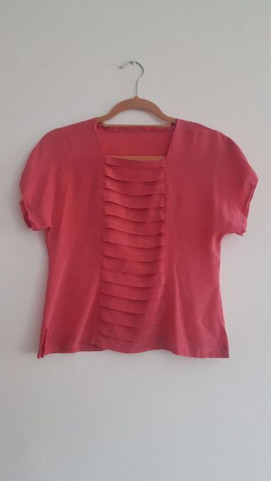 Koszulka jedwabna różowa delikatny przyjemny materiał mgiełka handmade