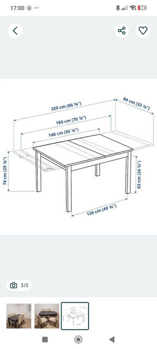 mesa extensível  Ikea com 4 cadeiras