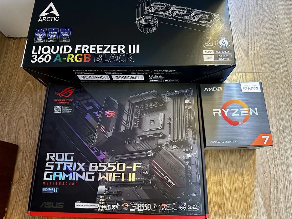 Топ комплект  Ryzen 7 5800X3D + ROG strix B550-f gam wifi + arctic liquid freezer 3 a-rgb