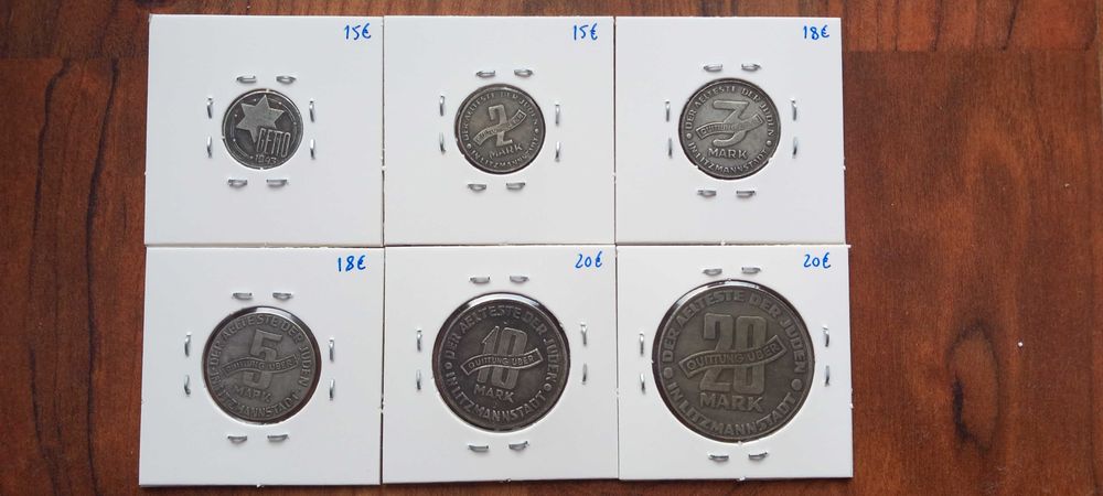 6 Tokens 2a Guerra Mundial  - Gueto de Lodz, Polónia