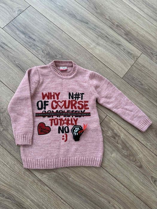 Теплий вязаний светр для дівчинки