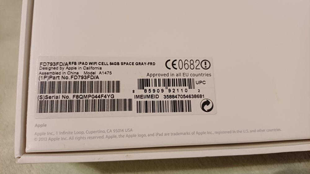 iPad Air 1 64GB Cellular (LTE/SIM) 9.7"