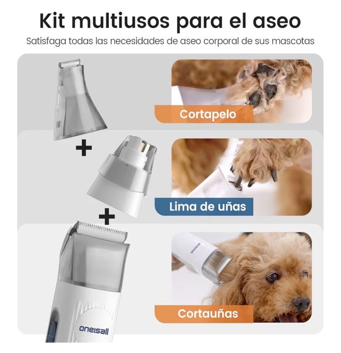 Maquina para tosquiar cão oneisall Cortapelos para cães com aspirador de pelo, aspira 99% do pelo dos animais de estimação,
