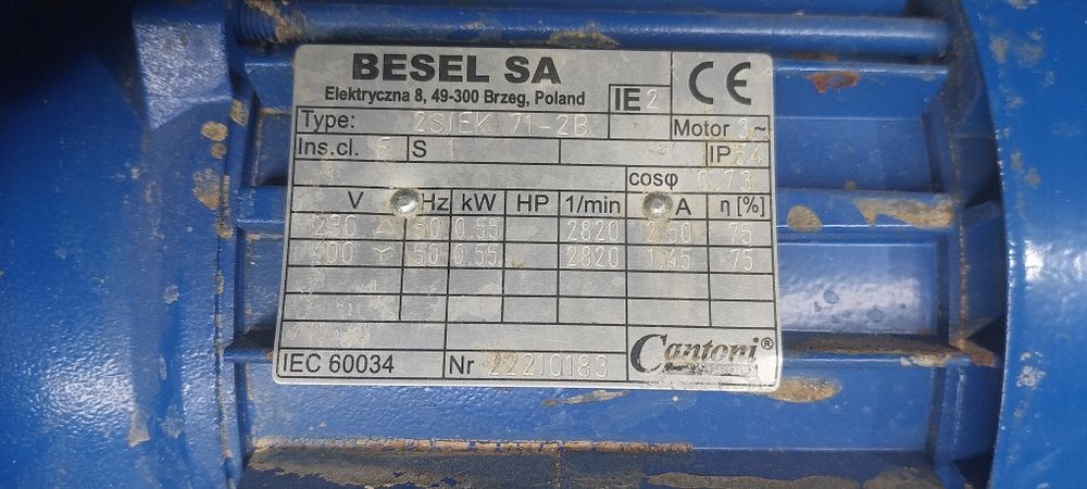 Silnik pompy mlecznej ALFA LAVAL, WESTFALIA GM2 3 fazowy  0.55 kW
