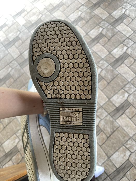 Шкіряні білі кросівки Puma з блакитним (кеди), розмір 39