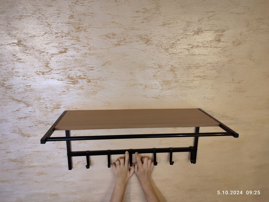 Nowy czarny wieszak ścienny półka na ubrania