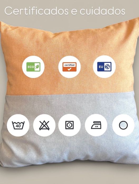 Almofada decorativa Moira, inspirada no por do sol, laranja e azul