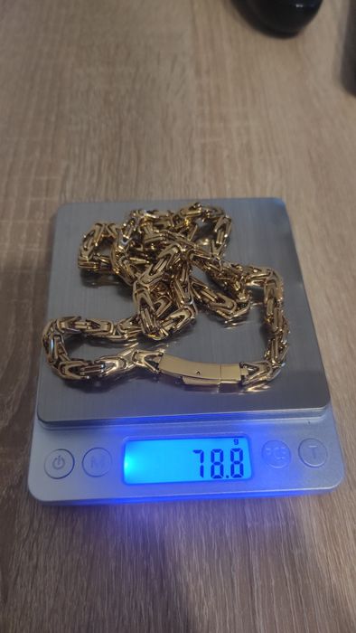 Naszyjnik król orginalny srebrny lub złoty 65cm zapięcie szuflada