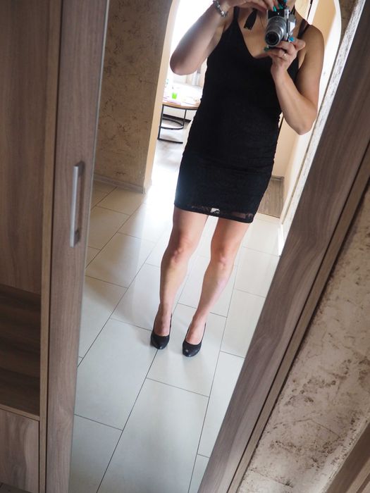 Sukienka koronkowa mała czarna Szachownica R.38 (M) NOWA